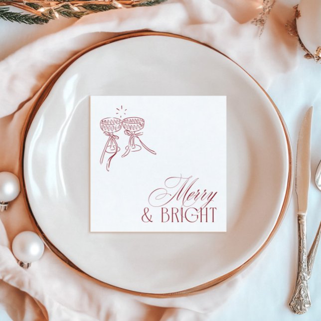 Servilleta De Papel Fiesta moderna de Navidad alegre y brillante (Modern Merry & Bright Christmas Holiday Party Napkins)
