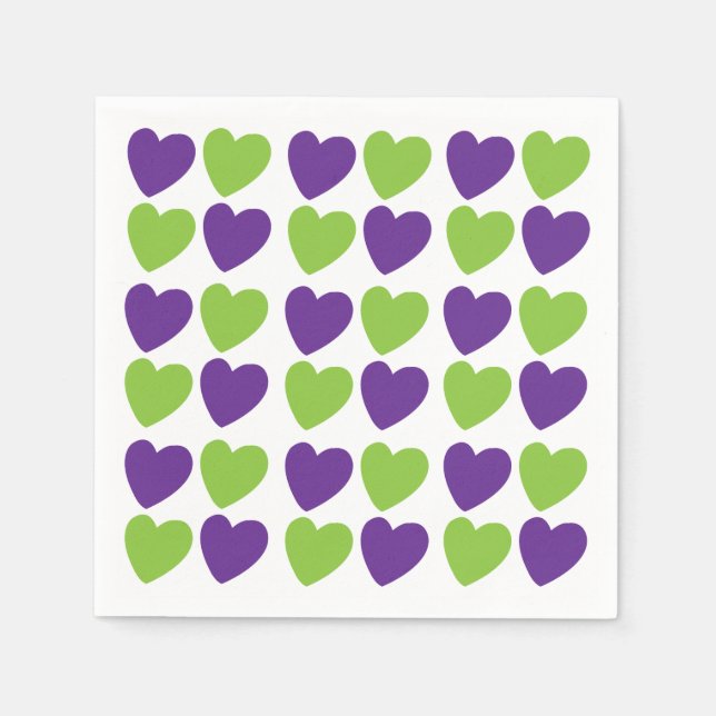 Servilleta De Papel Fiesta Morple Green Love Hearts (Anverso)
