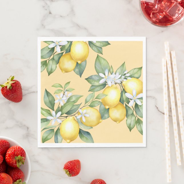 Servilleta De Papel Fiesta Napkins Cítricos de limón 1º cumpleaños. (In situ)