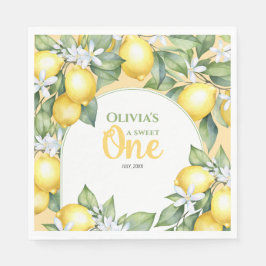 Servilleta De Papel Fiesta Napkins Cítricos de limón 1º cumpleaños.