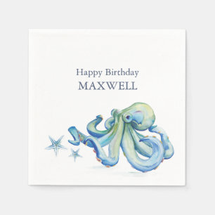 Servilleta De Papel Fiesta Napkins Kid's Birthday Cute Octopus