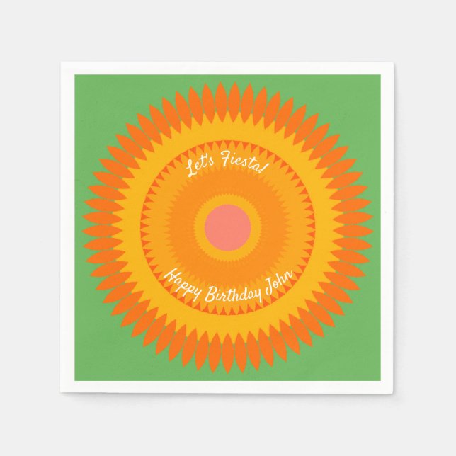 Servilleta De Papel Fiesta Naranja Sun Kaleidoscope Napkins (Anverso)