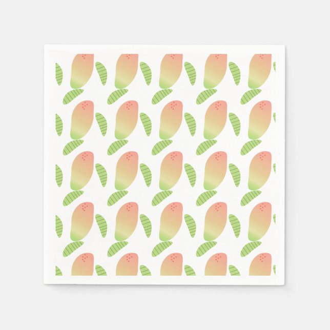 Servilleta De Papel Fiesta Naranja Verde Fruta Mango Tropical (Anverso)