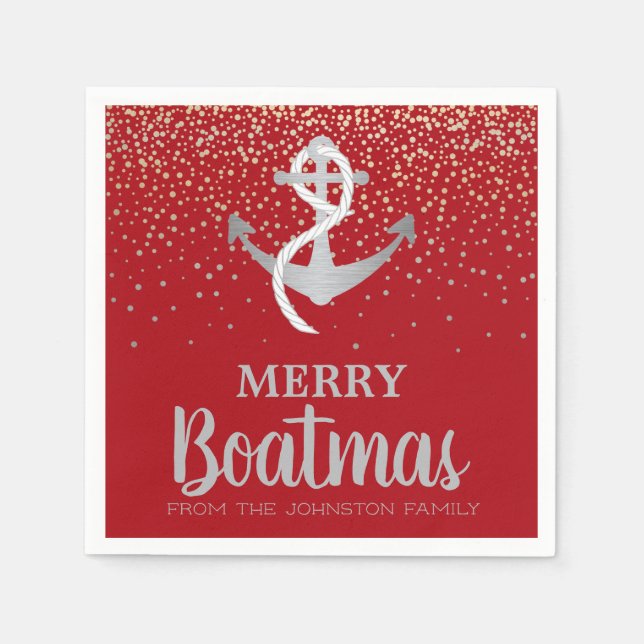 Servilleta De Papel Fiesta navidad Bote Nautical Anchor Boatmas (Anverso)