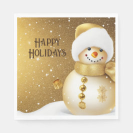 Servilleta De Papel Fiesta navidad Golden Snowman vacaciones de invier