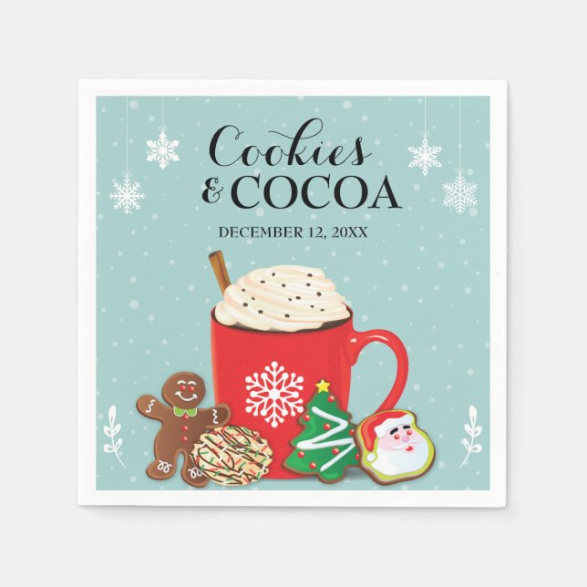 Servilleta De Papel Fiesta navideña de Navidades de cacao (Anverso)