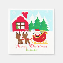 Servilleta De Papel Fiesta navideña de Navidades de renos y Santa