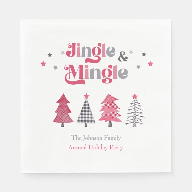 Servilleta De Papel Fiesta Navideña Moderna de Jingle y Mingle (Anverso)