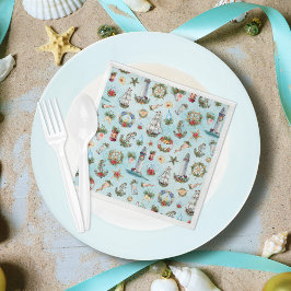 Servilleta De Papel Fiesta Navideña Náutica de Playa Tema Costero