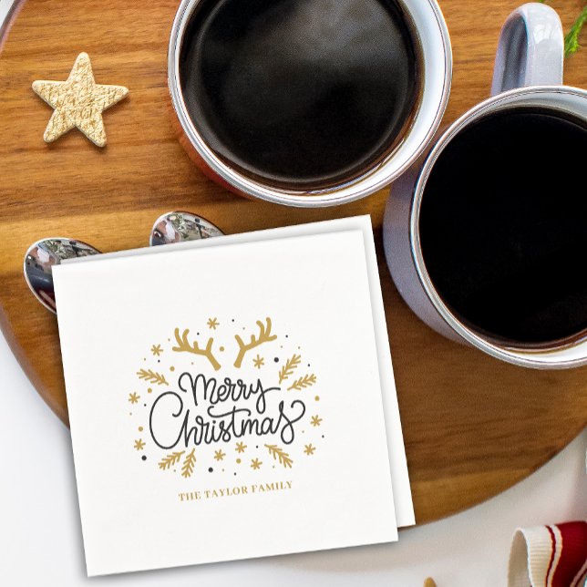 Servilleta De Papel Fiesta navideño de renos modernos (Modern Reindeer Merry Christmas Party Napkins)