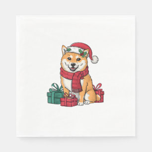 Servilleta De Papel Fiesta navideño decoración Santa Shiba Inu perro N