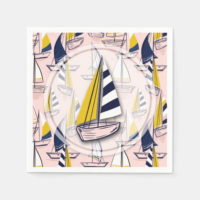 Servilleta De Papel Fiesta Navy Blue Sailboat (Anverso)