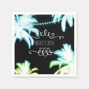 Servilleta De Papel Fiesta Neon Gslow Palm Trees Beach