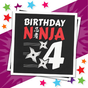 Servilleta De Papel fiesta Ninja de 4 años de edad celebra el cuarto c