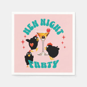 Servilleta De Papel Fiesta Nocturna de Gallinas Divertidas Gallina Div