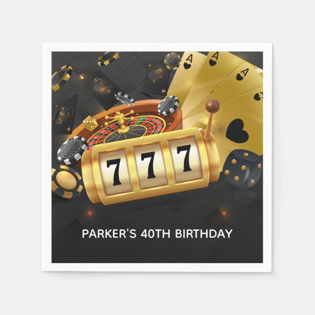 Servilleta De Papel Fiesta nocturno de Casino personalizado Black Gold (Anverso)