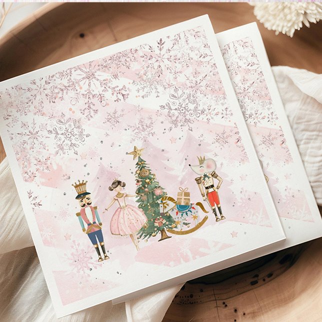 Servilleta De Papel Fiesta Nutcracker Birday Wonderland (Nutcracker Wonderland pink sugar plum birthday party napkins)