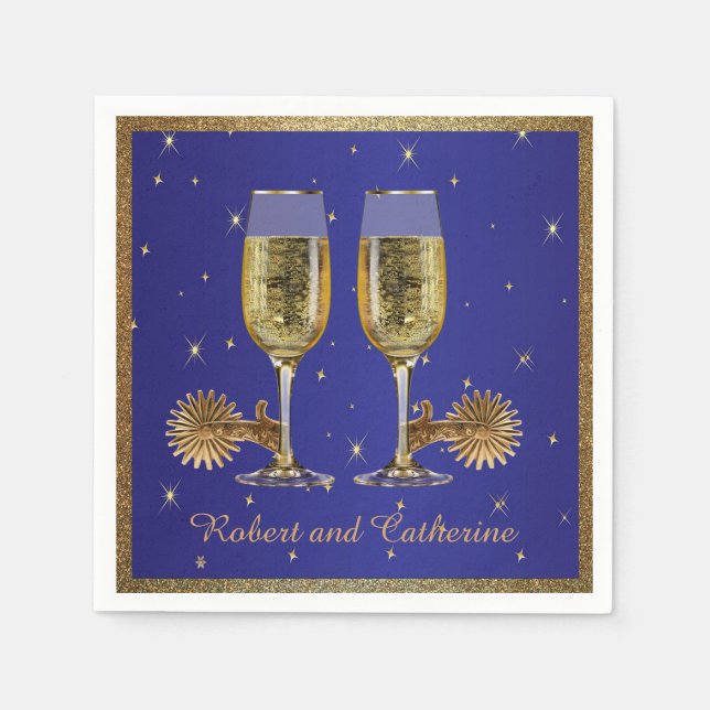 Servilleta De Papel Fiesta Occidental Champagne Y Spurs Personalizado  (Anverso)