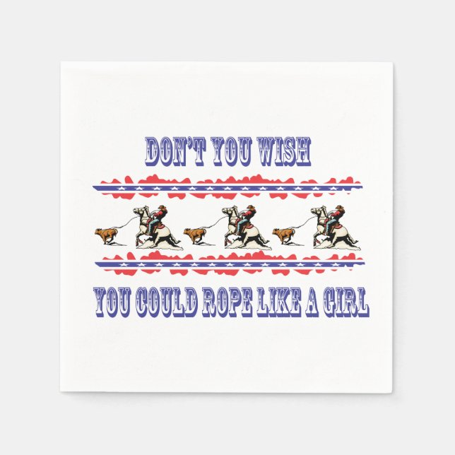 Servilleta De Papel Fiesta occidental Napkins Rodeo Cowgirl Calf Ropin (Anverso)