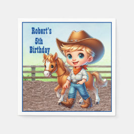 Servilleta De Papel Fiesta Occidental Niño Vaquero Con Personalizado D