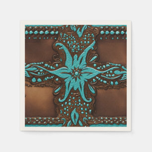 Servilleta De Papel Fiesta Occidental Vaquera Azul Tejano Marrón 