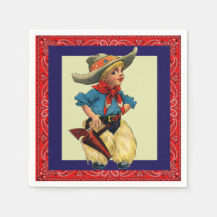 Servilleta De Papel Fiesta occidental Vintage Cowboy Kid Red Bandana