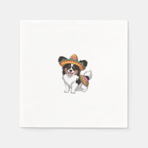 Servilleta De Papel Fiesta Papillon Dog con Sombrero y Sarape
