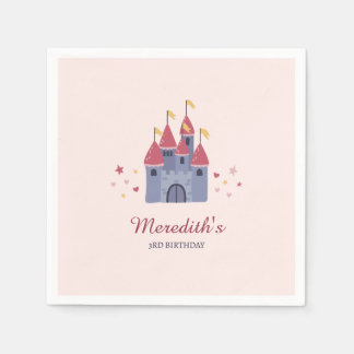 Servilleta De Papel Fiesta Pastel Rosa Encantado Castillo Corazones y 