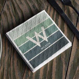 Servilleta De Papel Fiesta personal de gradiente verde rayado monogram