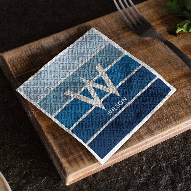 Servilleta De Papel Fiesta personal de monograma a rayas con gradiente (Subido por el creador)