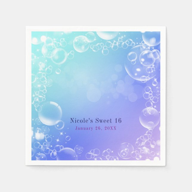 Servilleta De Papel Fiesta personalizada de burbujas encantadas bajo e (Anverso)