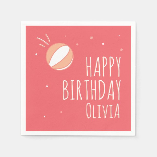Servilleta De Papel Fiesta personalizada de cumpleaños de básquetbol (Anverso)