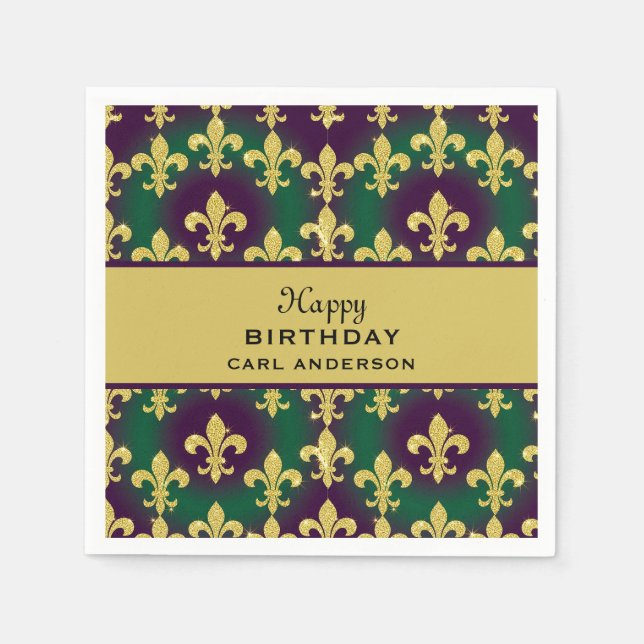 Servilleta De Papel Fiesta personalizada de Mardi Gras (Anverso)