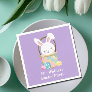 Servilleta De Papel Fiesta personalizada de Pascua feliz en color púrp