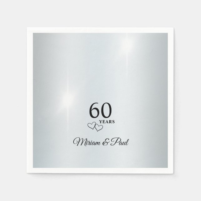Servilleta De Papel Fiesta Personalizada Elegante de 60 Aniversario (Anverso)