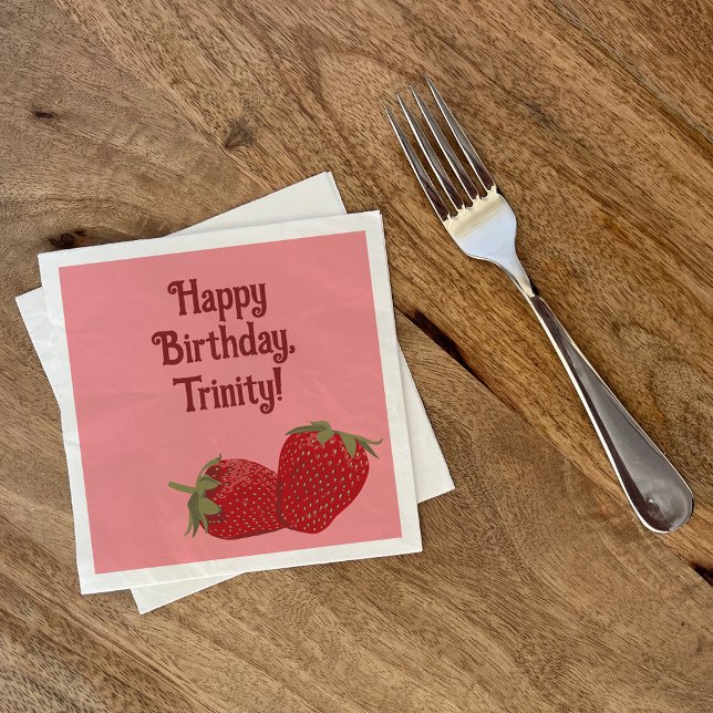 Servilleta De Papel Fiesta Personalizado de fresa roja y rosa (Subido por el creador)