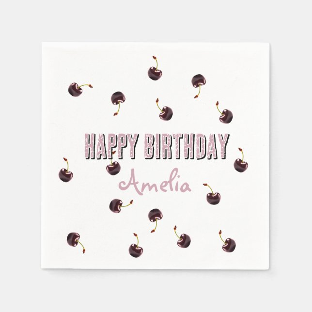 Servilleta De Papel Fiesta personalizado de la cereza oscura (Anverso)
