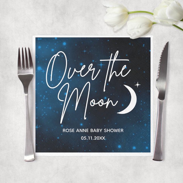Servilleta De Papel Fiesta Personalizado De Over The Moon Baby Shower (Over The Moon Baby Shower Personalized Party Napkins
)