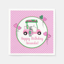 Fiesta personalizado del tema del golf rosa y verd