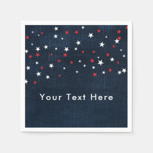 Servilleta De Papel Fiesta Personalizado Denim de Estrellas rojas blan