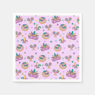 Servilleta De Papel Fiesta Preppy Mardi Gras King Cake