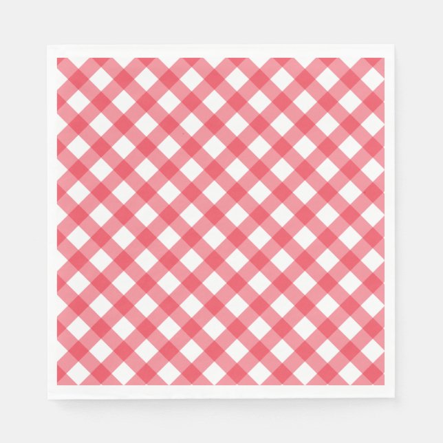 Servilleta De Papel Fiesta Preppy Picnic Red Plaid Gingham (Anverso)
