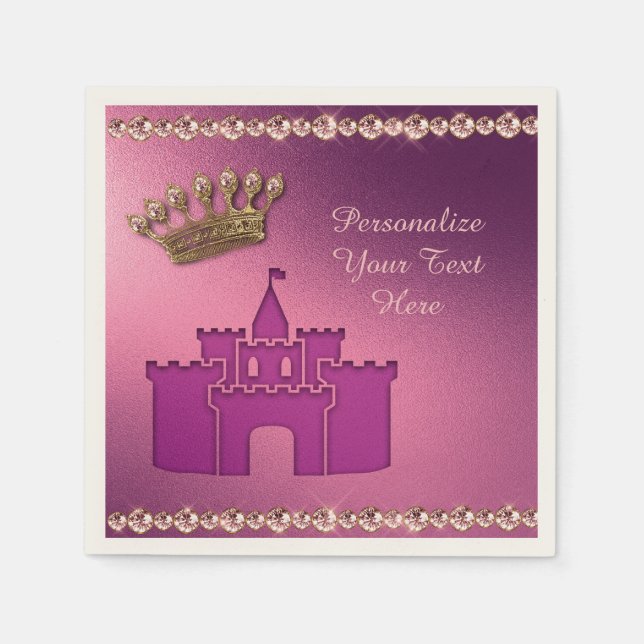 Servilleta De Papel Fiesta Princess Castle, Crown & Jewels personalize (Anverso)