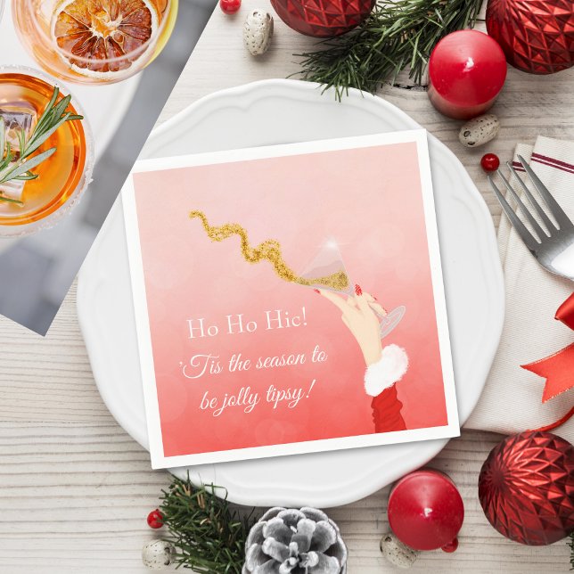 Servilleta De Papel Fiesta Purpurina de los Navidades del derrame de v (Napkin: Customize and Embrace the Festive Merriment with Vibrant Martinis!)