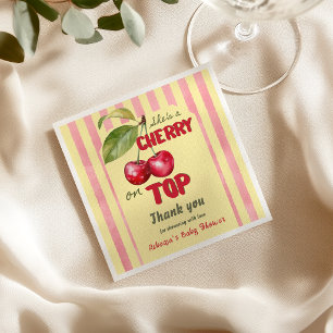 Servilleta De Papel Fiesta Retro Cherry Cafe Rojo Amarillo para Baby S
