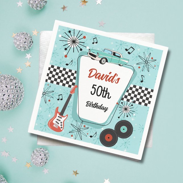 Servilleta De Papel Fiesta Retro de los 50  (Retro 1950s party napkins
)