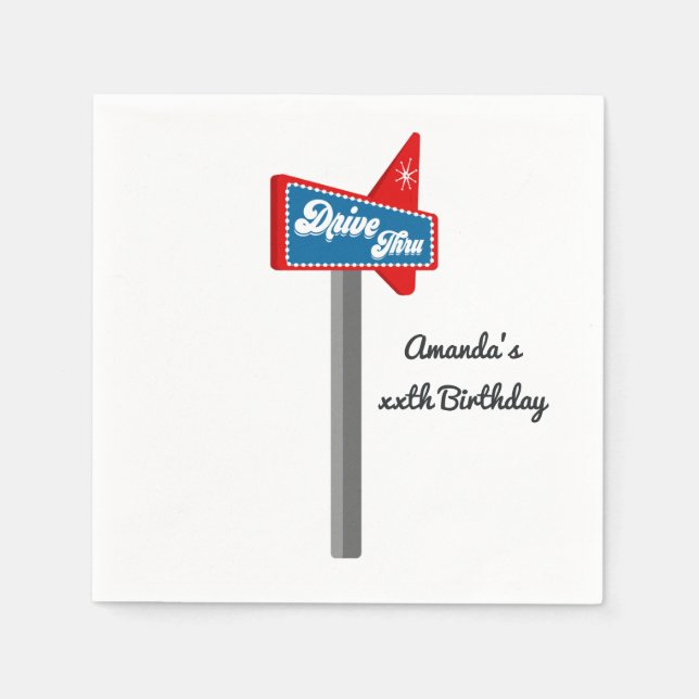 Servilleta De Papel Fiesta Retro Diner 4 de julio Sock Hop (Anverso)