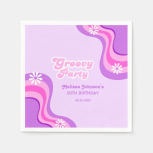 Servilleta De Papel fiesta Retro Groovy de los años 70 Daisies Cumplea