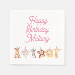 Servilleta De Papel Fiesta Rosa Personalizado Nápoles de Cumpleaños An