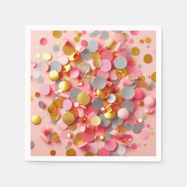 Servilleta De Papel ¡fiesta rosado confetti! (Anverso)